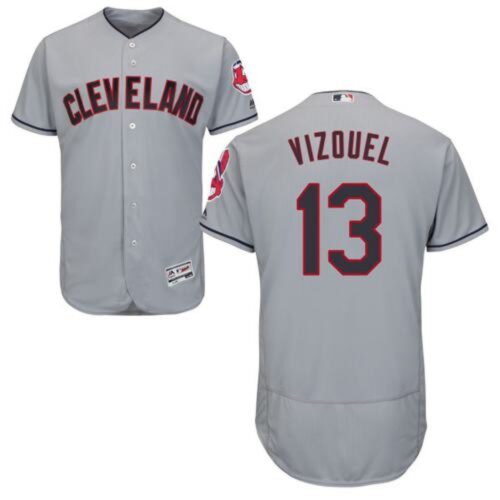 6863c2bbc471c_1 indians #13 Omar Vizquel Grey Flexbase Authentic Collection Stitched MLB Jersey