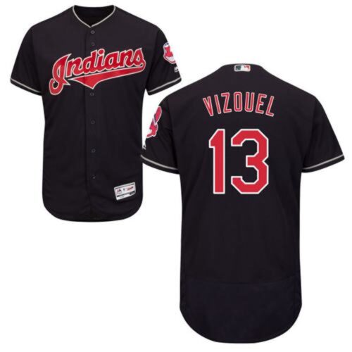 6863c2c43d84c_1 indians #13 Omar Vizquel Navy Blue Flexbase Authentic Collection Stitched MLB Jersey