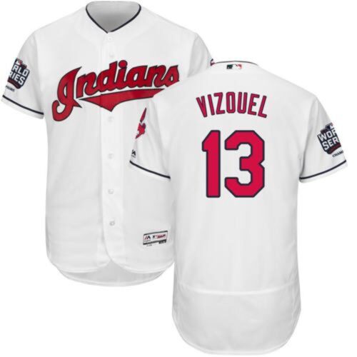 6863c2c7e76bf_1 indians #13 Omar Vizquel White Flexbase Authentic Collection 2016 World Series Bound Stitched MLB Jersey