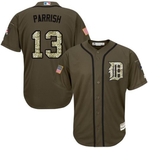 6863c2e4a4acf_1 Tigers #13 Lance Parrish Green Salute to Service Stitched MLB Jersey