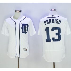 6863c2e8c85f7_1 Tigers #13 Lance Parrish White Flexbase Authentic Collection Stitched MLB Jersey