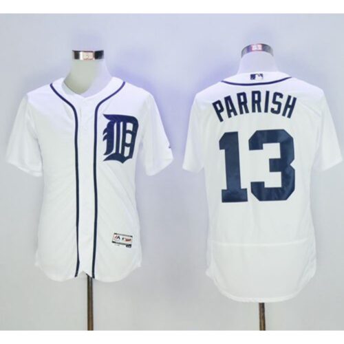 6863c2e8c85f7_1 Tigers #13 Lance Parrish White Flexbase Authentic Collection Stitched MLB Jersey