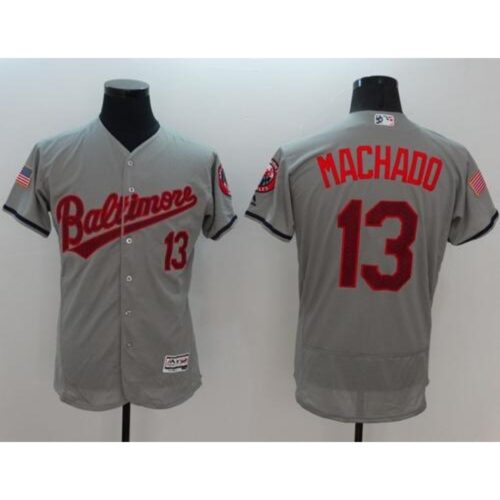 6863c305c2c81_1 Orioles #13 Manny Machado Grey Fashion Stars & Stripes Flexbase Authentic Stitched MLB Jersey