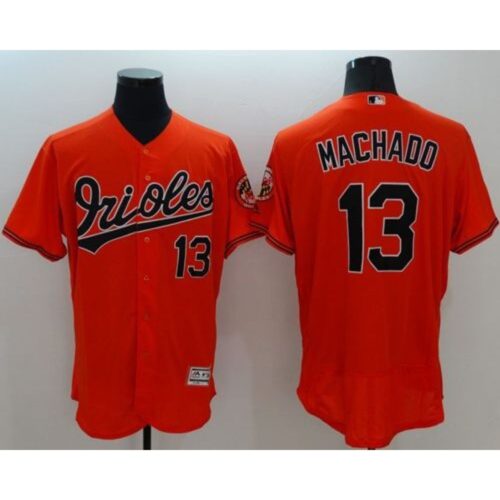 6863c313ecfbf_1 Orioles #13 Manny Machado Orange Flexbase Authentic Collection Stitched MLB Jersey