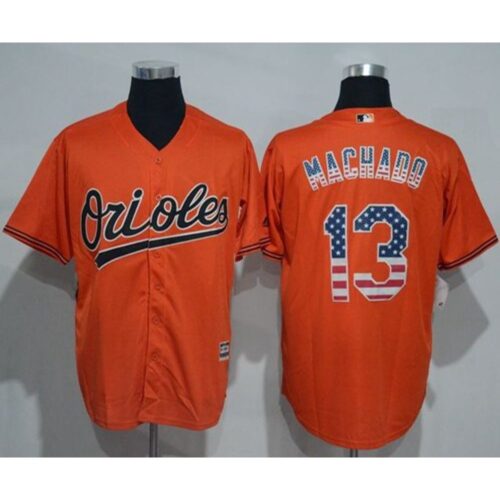 6863c31787fc1_1 Orioles #13 Manny Machado Orange USA Flag Fashion Stitched MLB Jersey