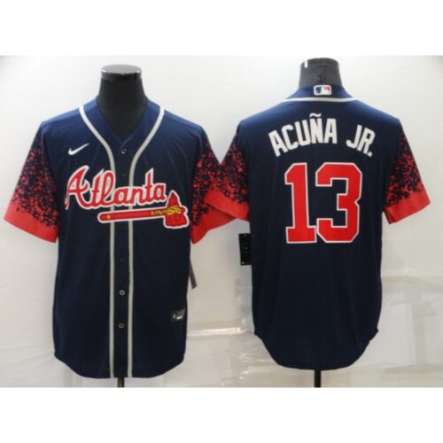 6863c344a7592_1 Men's Atlanta Braves #13 Ronald Acuna Jr. 2021 Navy Cool Base Stitched Jersey