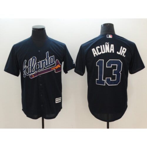 6863c35aa91f6_1 Men's Atlanta Braves #13 Ronald Acuna Jr Navy Flexbase Stitched MLB Jersey