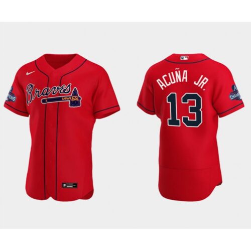6863c376ed4a7_1 Men's Atlanta Braves #13 Ronald Acuna Jr. 2021 Red World Series Champions Flex Base Stitched Jersey