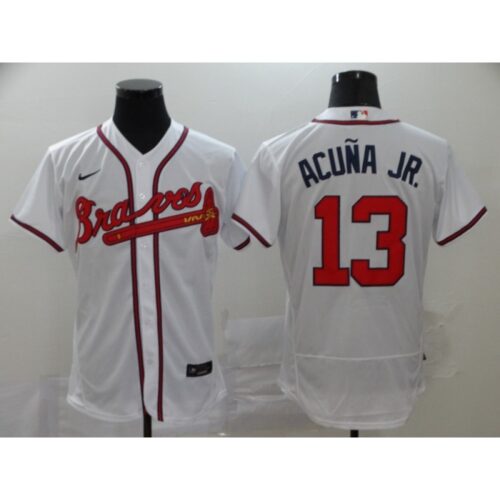 6863c39870a85_1 Men's Atlanta Braves #13 Ronald Acuna Jr 2020 White Flex Base Stitched MLB Jersey