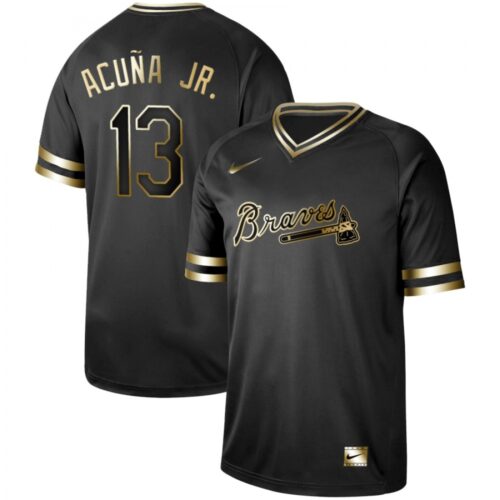 6863c41741b10_1 Men's Atlanta Braves #13 Ronald Acuna Black Gold Stitched MLB Jersey