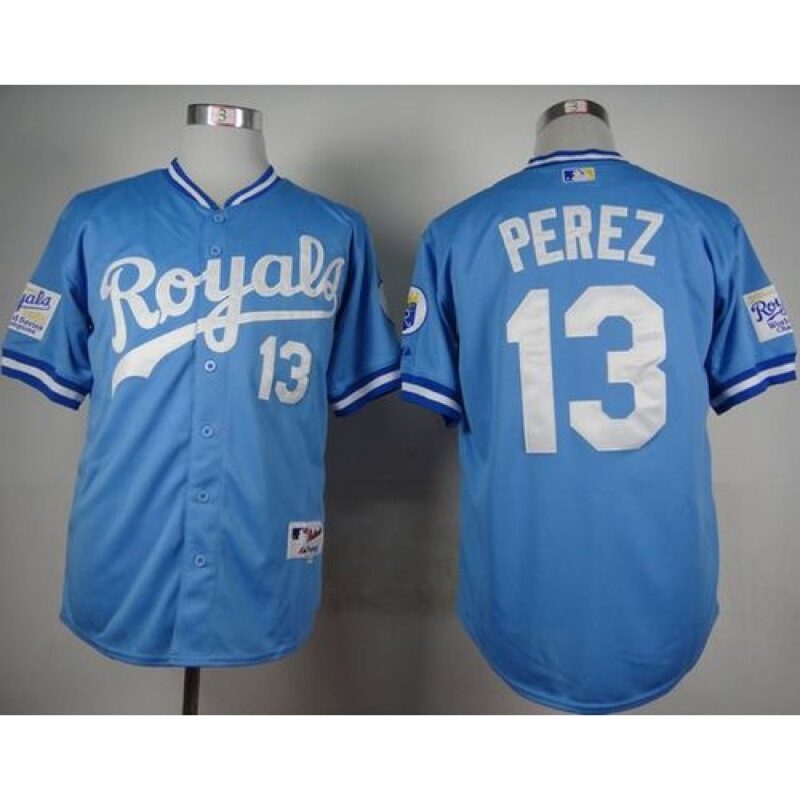 6863c465d94a9_1 Royals #13 Salvador Perez Light Blue 1985 Turn Back The Clock Stitched MLB Jersey
