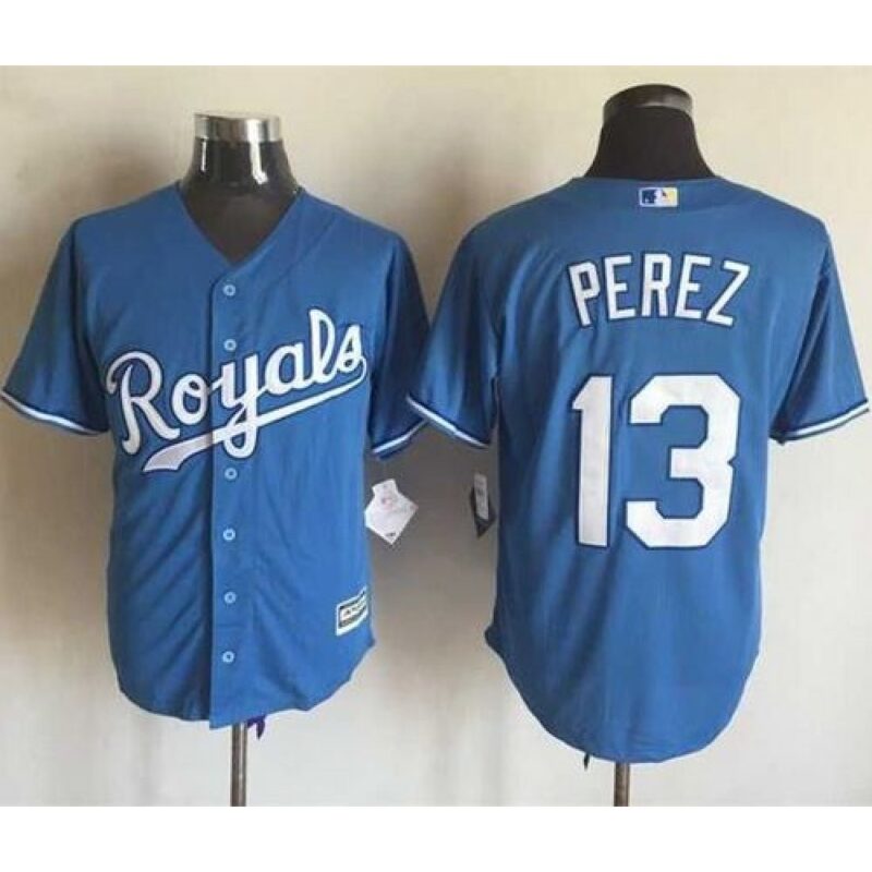 6863c4706e5d1_1 Royals #13 Salvador Perez Light Blue Alternate 1 New Cool Base Stitched MLB Jersey
