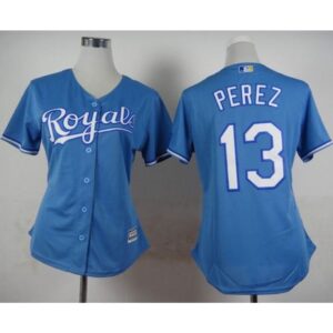 6863c477f3236_1 Royals #13 Salvador Perez Light Blue Alternate 1 Women's Stitched MLB Jersey