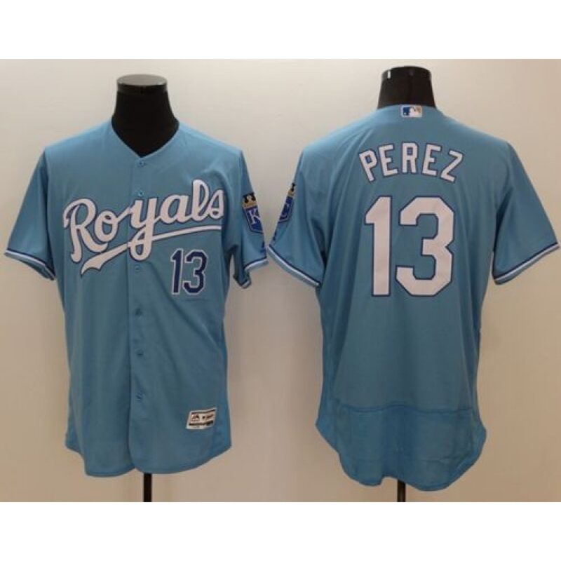 6863c489a6ec6_1 Royals #13 Salvador Perez Light Blue Flexbase Authentic Collection Stitched MLB Jersey