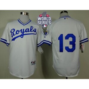 6863c49a44d2b_1 Royals #13 Salvador Perez White 1974 Turn Back The Clock W/2015 World Series Patch Stitched MLB Jersey