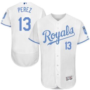 6863c4b76964f_1 Royals #13 Salvador Perez White Flexbase Authentic Collection 2016 Father's Day Stitched MLB Jersey