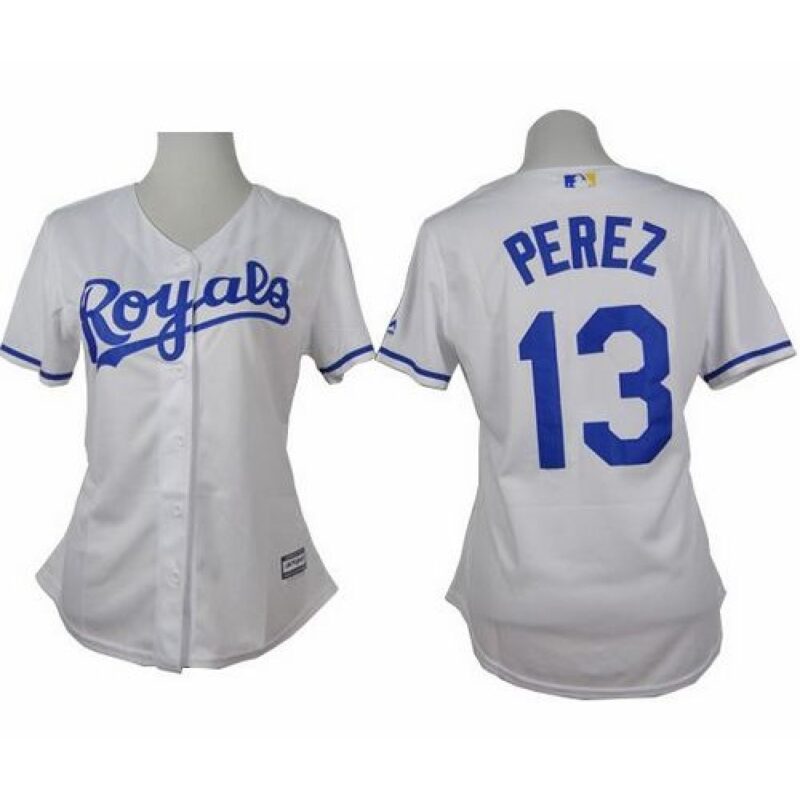 6863c4c144f28_1 Royals #13 Salvador Perez White Home Women's Stitched MLB Jersey