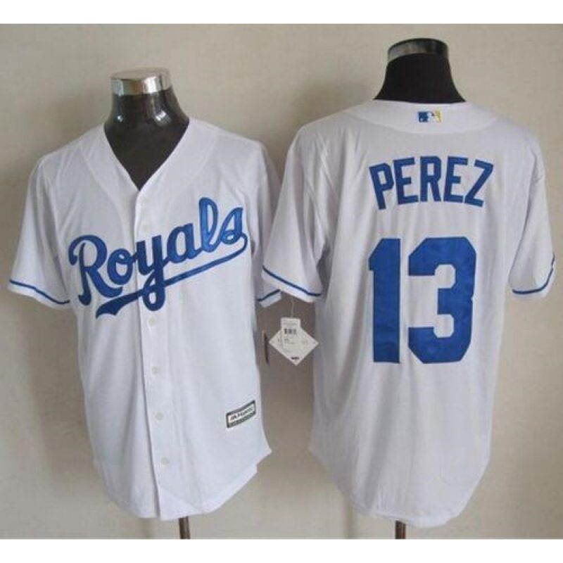 6863c4c79d110_1 Royals #13 Salvador Perez White New Cool Base Stitched MLB Jersey