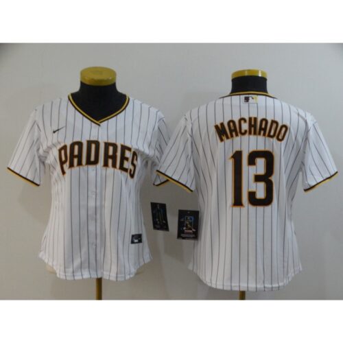 6863c4d459dab_1 Women's San Diego Padres #13 Manny Machado White Cool Base Stitched MLB Jersey(Run Small)
