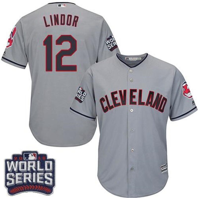 6863c4ff617cf_1 indians #12 Francisco Lindor Grey Road 2016 World Series Bound Stitched Youth MLB Jersey