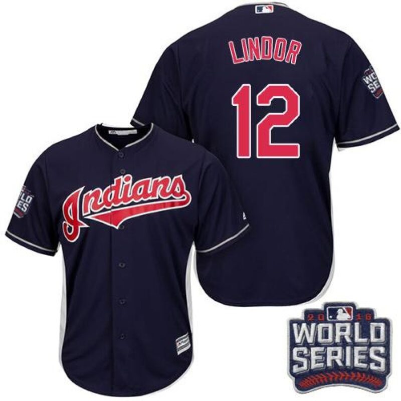 6863c50222b51_1 indians #12 Francisco Lindor Navy Blue Alternate 2016 World Series Bound Stitched Youth MLB Jersey
