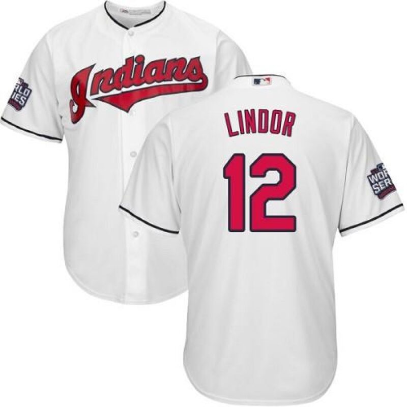 6863c50a68fb3_1 indians #12 Francisco Lindor White Home 2016 World Series Bound Stitched Youth MLB Jersey