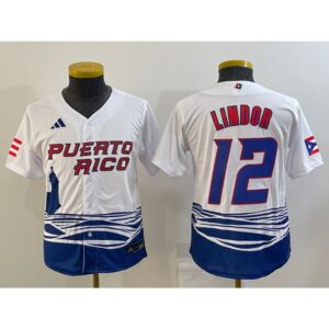 6863c51517620_1 Youth Puerto Rico Baseball #12 Francisco Lindor 2023 White World Baseball Classic Stitched Jersey