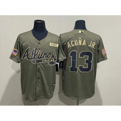 6863c51e004a8_1 Men's Atlanta Braves #13 Ronald Acuna Jr. 2021 Green Salute To Service Cool Base Stitched Jersey