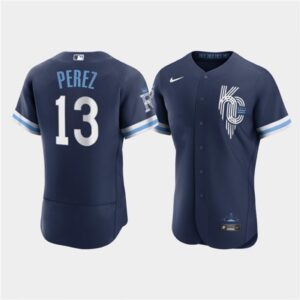 6863c551b8cca_1 Men's Kansas City Royals #13 Salvador Perez 2022 Navy City Connect Flex Base Stitched MLB Jersey