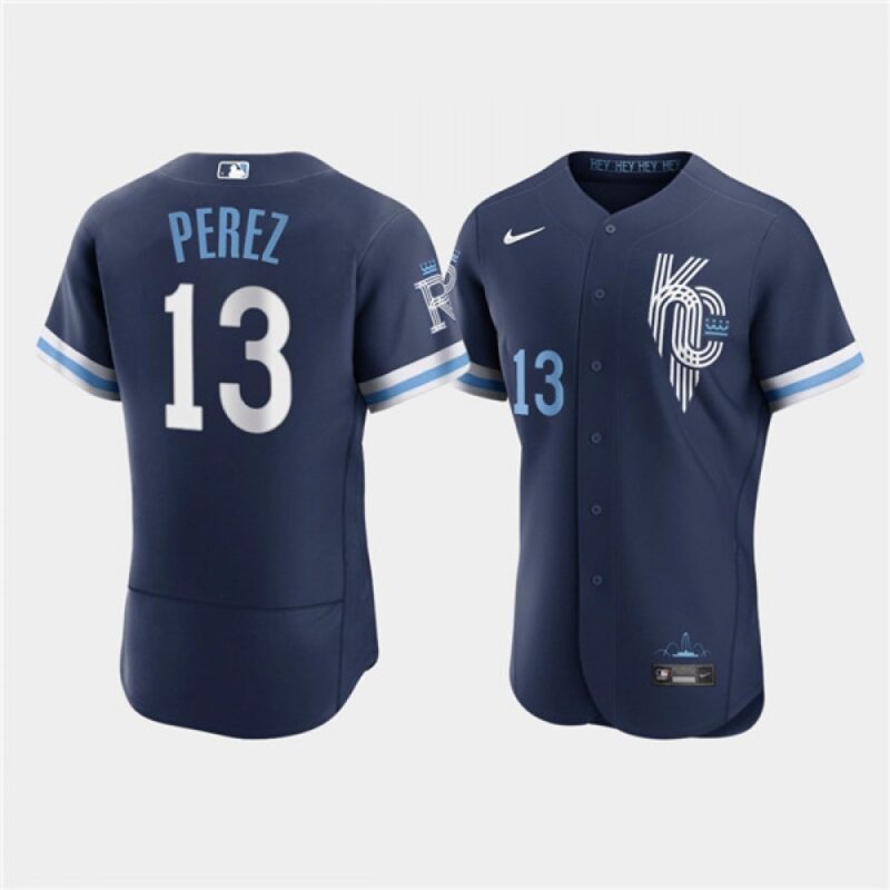 6863c55561b37_1 Men's Kansas City Royals #13 Salvador Perez 2022 Navy City Connect Flex Base Stitched MLB Jersey