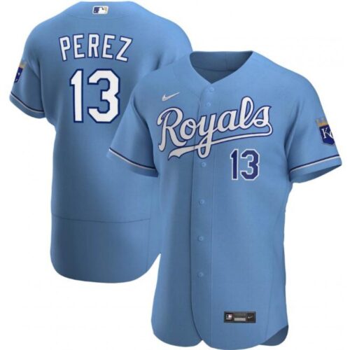 6863c55c296cc_1 Men's Kansas City Royals #13 Salvador Perez Blue Flex Base Stitched Jersey