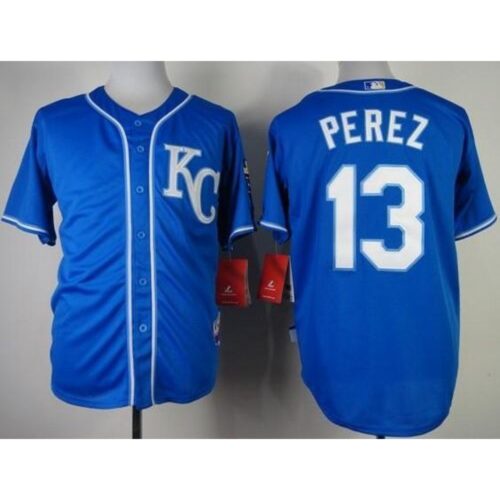 6863c56aee2b8_1 Royals #13 Salvador Perez Blue Alternate 2 Cool Base Stitched MLB Jersey