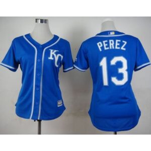 6863c57baff36_1 Royals #13 Salvador Perez Blue Alternate 2 Women's Stitched MLB Jersey