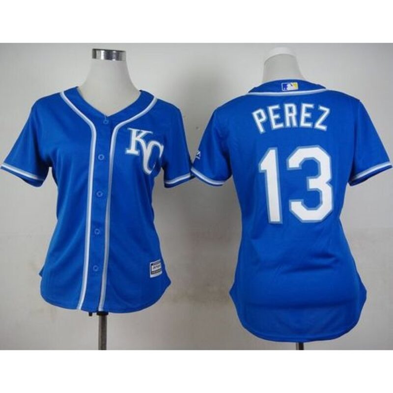 6863c57baff36_1 Royals #13 Salvador Perez Blue Alternate 2 Women's Stitched MLB Jersey