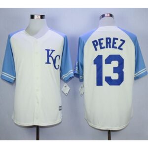 6863c587822d4_1 Royals #13 Salvador Perez Cream Exclusive Vintage Stitched MLB Jersey