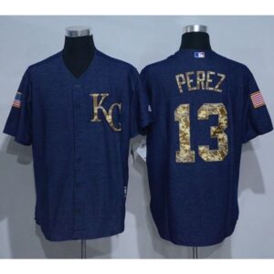 6863c58b29bff_1 Royals #13 Salvador Perez Denim Blue Salute to Service Stitched MLB Jersey