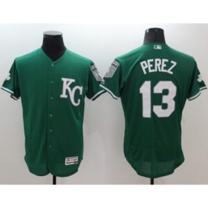 6863c59806ba6_1 Royals #13 Salvador Perez Green Celtic Flexbase Authentic Collection Stitched MLB Jersey