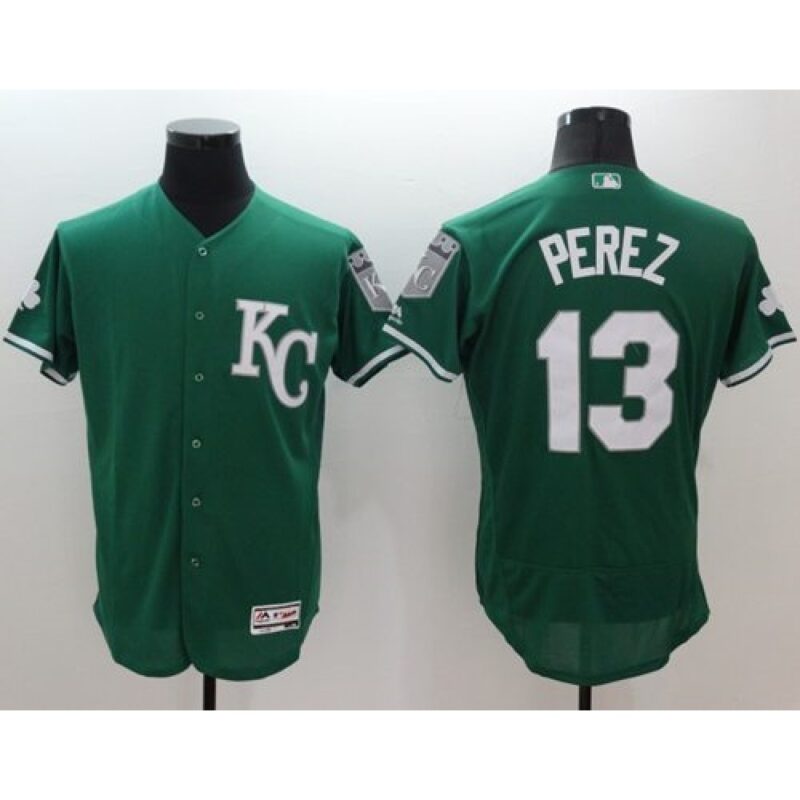 6863c59806ba6_1 Royals #13 Salvador Perez Green Celtic Flexbase Authentic Collection Stitched MLB Jersey
