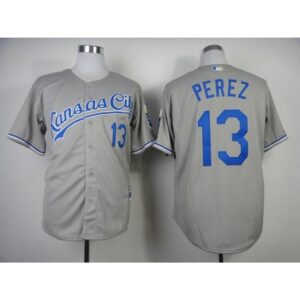 6863c5a50b031_1 Royals #13 Salvador Perez Grey Cool Base Stitched MLB Jersey