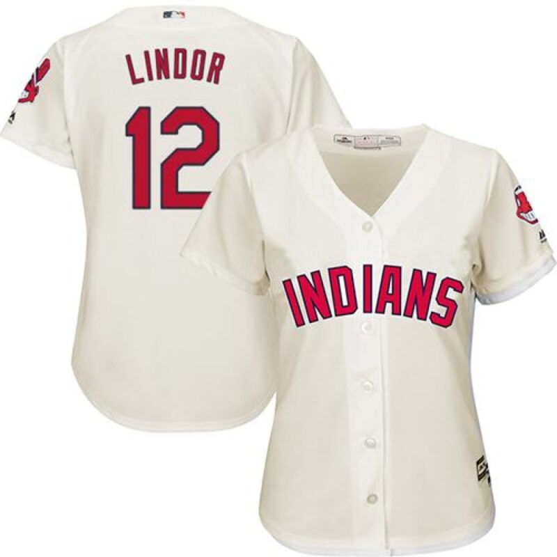 6863c5d8134f1_1 indians #12 Francisco Lindor Cream Women's Alternate Stitched MLB Jersey