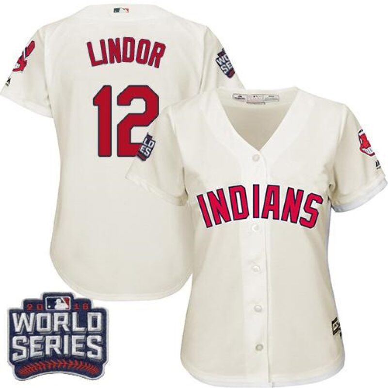 6863c5da9e16c_1 indians #12 Francisco Lindor Cream 2016 World Series Bound Women's Alternate Stitched MLB Jersey