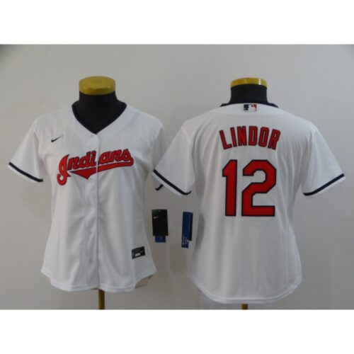 6863c5e8eb721_1 Women's Cleveland indians #12 Francisco Lindor White Stitched MLB Jersey(Run Small)