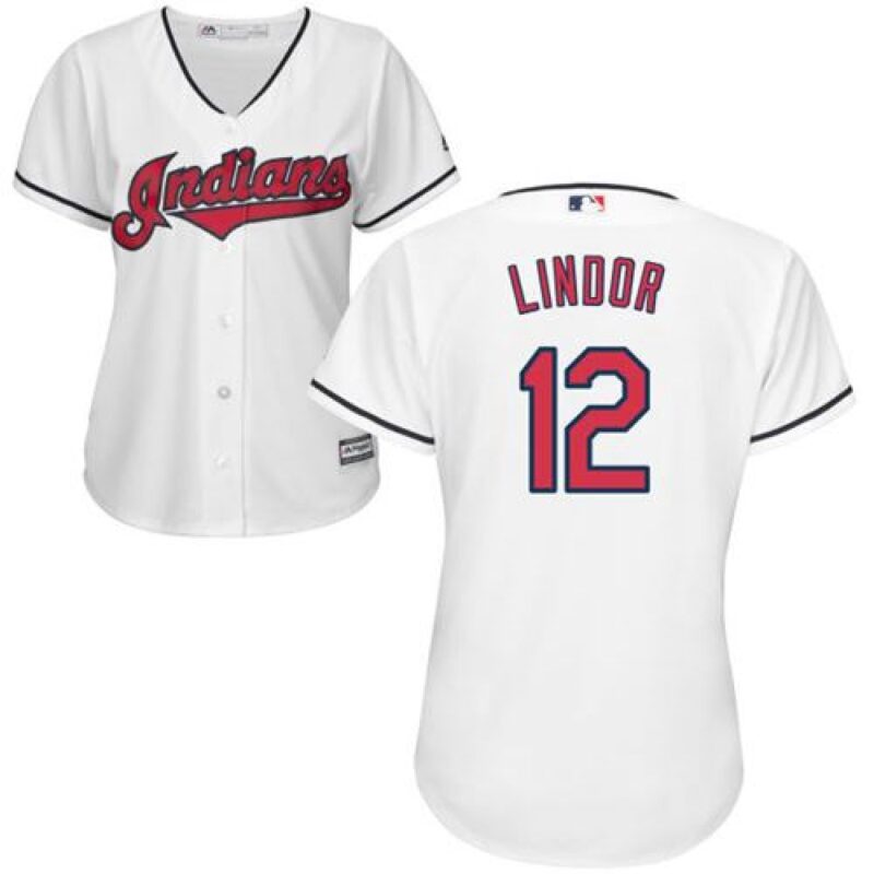 6863c5ee5263c_1 indians #12 Francisco Lindor White Women's Home Stitched MLB Jersey