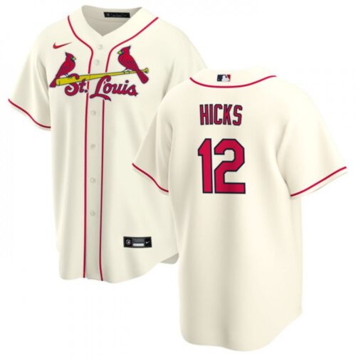 6863c636e2abb_1 Men's St. Louis Cardinals #12 Jordan Hicks Cream Cool Base Stitched Jersey