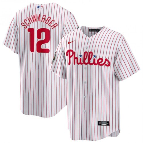 6863c63d9bc1a_1 Men's Philadelphia Phillies #12 Kyle Schwarber White 2022 World Series Cool Base Stitched Baseball Jersey