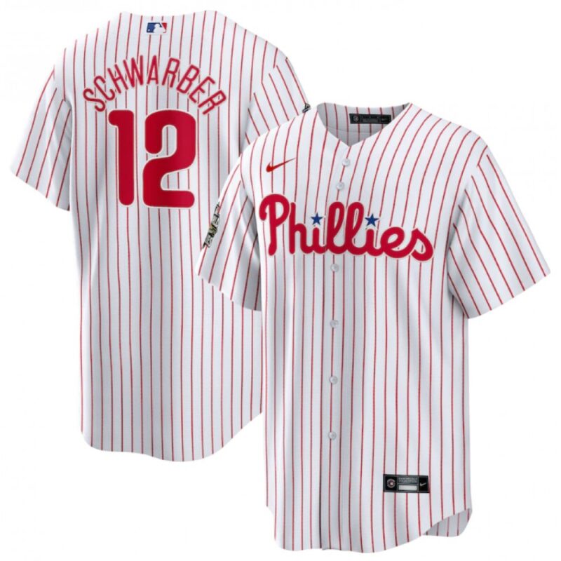 6863c63d9bc1a_1 Men's Philadelphia Phillies #12 Kyle Schwarber White 2022 World Series Cool Base Stitched Baseball Jersey