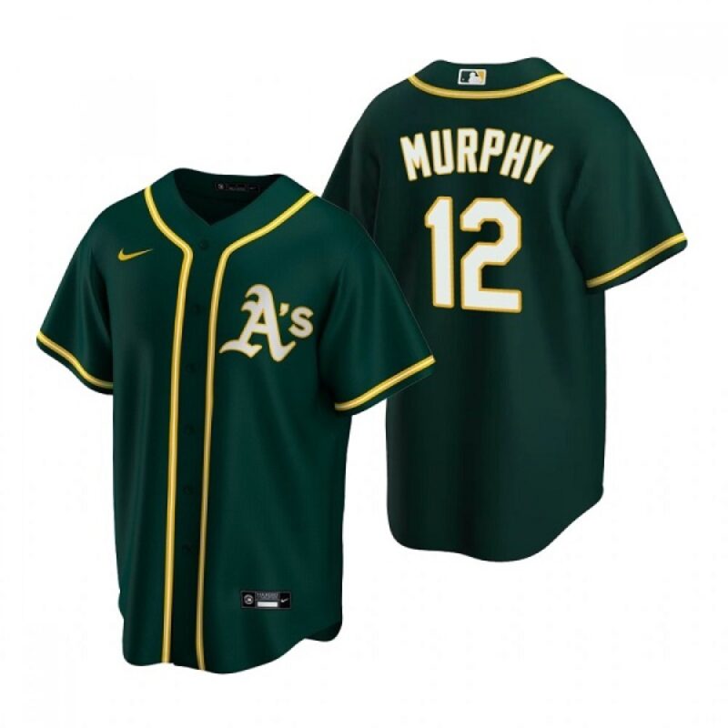6863c640e181a_1 Men's Oakland Athletics #12 Sean Murphy Green Cool Base Stitched Jersey
