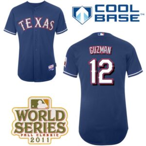 6863c659940a7_1 Rangers #12 Cristian Guzman Blue Cool Base 2011 World Series Patch Stitched MLB Jersey