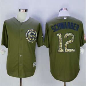 6863c69a96e8c_1 Cubs #12 Kyle Schwarber Green Camo New Cool Base Stitched MLB Jersey