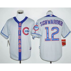6863c69e01a93_1 Cubs #12 Kyle Schwarber Grey Cooperstown Stitched MLB Jersey